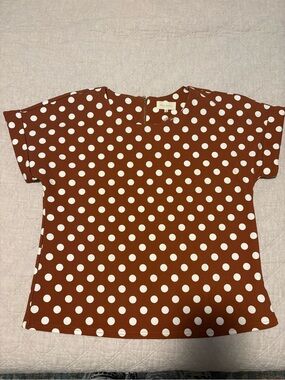 MELLODAY Brown Polka Dot Short Sleeve Tee